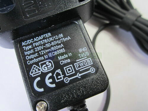 UK 12V 600mA Mains AC-DC Switching Adaptor Power Supply Charger 3.5mm x 1.35mm