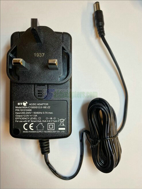 Replacement for BT SWITCHING POWER SUPPLY SO18SB1200100 12.0V 1000mA BT HOME HUB