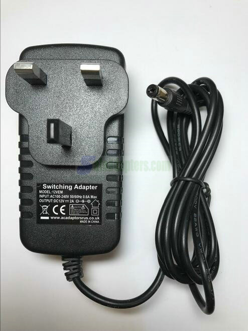 12V 12.0V 2A 2000mA 2.0A AC-DC Switching Adaptor Power Supply 5.5mm x 1.75mm