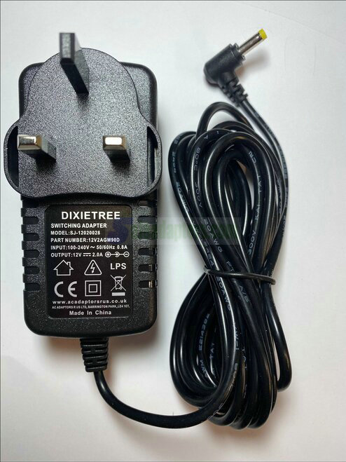 MEOS 12-inch 121b Portable DVD Player 12V Switching Adapter Power Supply UK Plug