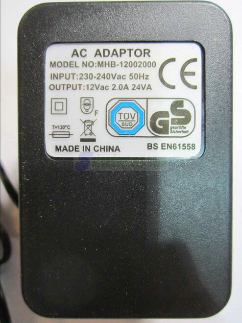 UK 12Vac AC-AC Switching Adapter for 1700mA model JT-12V1700 JUTAI Electronic