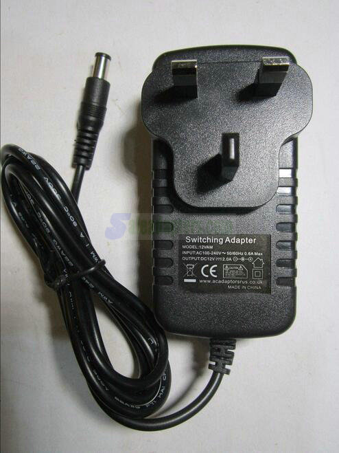 UK 12V 2A Mains AC-DC Adaptor Power Supply Charger 6.0mm x 4.3mm with centre pin