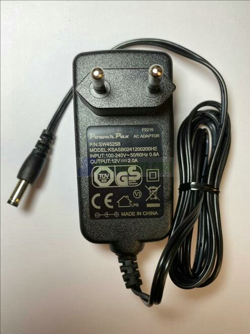 EU 12V 2A 2.0A AC ADAPTOR SW4525B KSASB0241200200HE P2216 5.5mm x 2.1mm