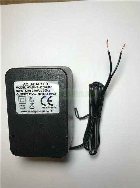 12V 2A 2000mA AC-AC Adaptor Transformer Power Supply with 2 Bare Wires