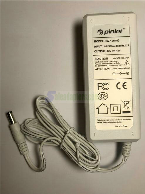 Genuine Original White Pinlei 12V 4A AC-DC Adaptor Power Supply SW-120400 PSU