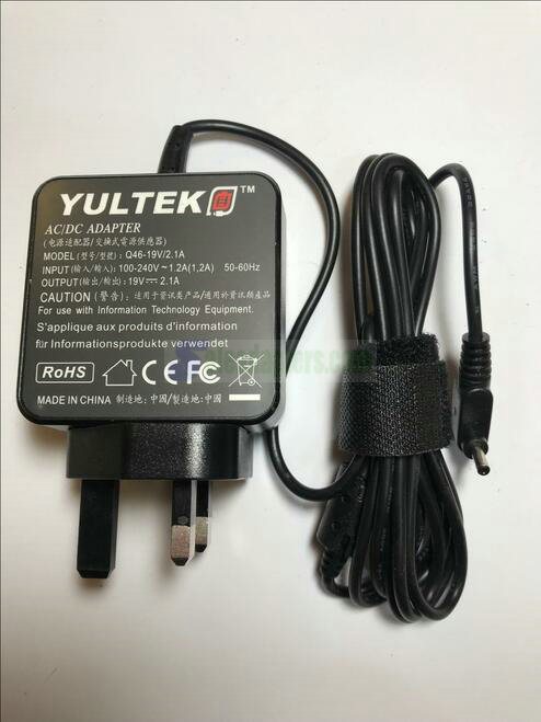 Yultek AC/DC Adapter Q46-19V/2.1A 19V 2.1A 3.0mm x 1.1mm Charger