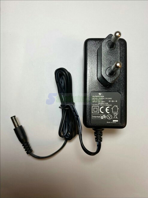 EU 12V 2000mA model SAW24-120-2000 AC-DC Adaptor 5.5mm x 2.5mm T5362YY