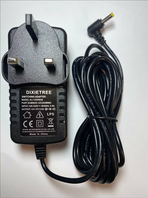 MEOS 12-inch 120b Portable DVD Player 12V Switching Adapter Power Supply UK Plug