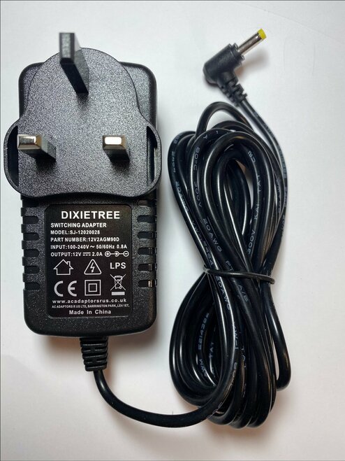 Logik LPD860 LPD 860 Portable DVD Player UK plug Charger AC-DC Switching Adapter