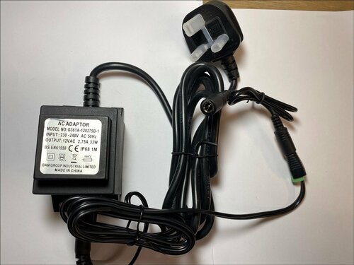 UK Replacement for LINHAI UK AC-AC ADAPTOR GD2301225A 12V 25VA POWER SUPPLY