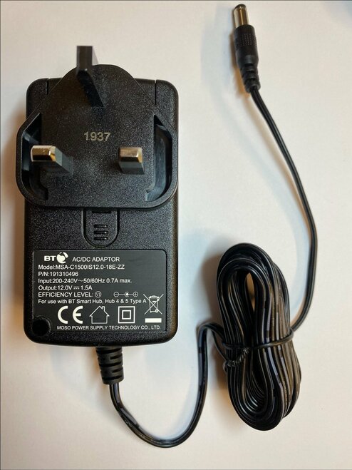 Replacement for APD AC ADAPTER Uk Plug WB-18L12R 12V 1.5A Power Supply