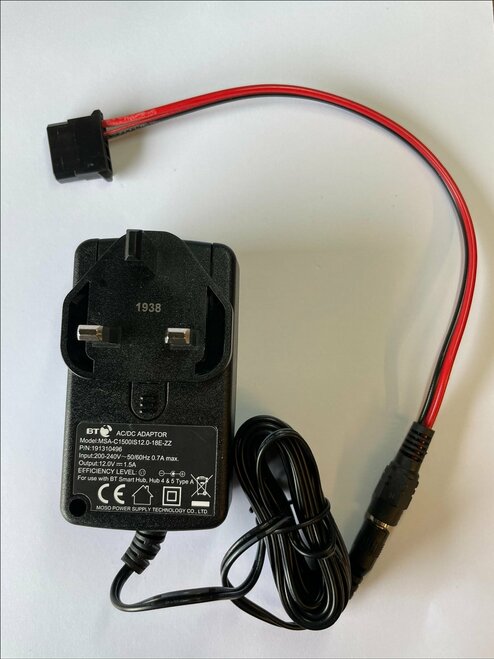 12V 1.5A Mains AC-DC Switching Adaptor with 4 Pin Male Molex Connector