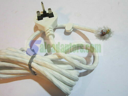 White Bosch Steam Iron Braided Heat Resistant 3 Core Cable Lead Flex UK Plug