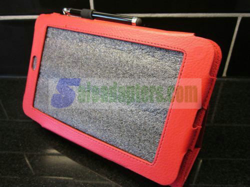 Red PU Leather Case/Stand for Google Nexus 7 Android Tablet PC FREE Stylus