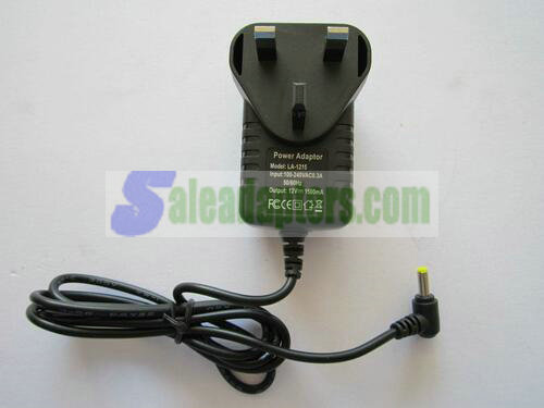 12V 1.5A Mains AC-DC Switching Adapter Charger 4mmx1.7mm 90 Degree Elbow Corner