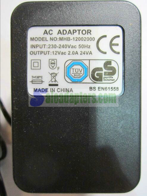 Replacement for 12V 670mA Max 8VA AC Adaptor model YH-12A-0670BS YUHAI UK Plug