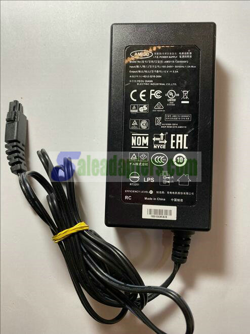 AMIGO ITE Power Supply model AMS119-1205000F2 12V 5.0A AC Adaptor