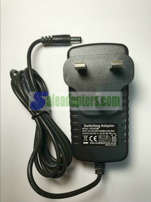 15V 2A AC-DC Switching Adaptor Power Supply UK Plug Model 15V2ACDM HST