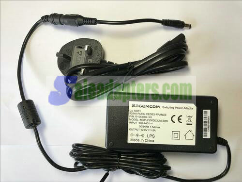 Replacement for 12V 4A Ac Adapter model GM-12048WA with UK Mains Lead