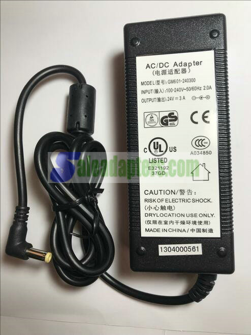 Genuine GM601-240300 24V 3A AC/DC ADAPTER Power Supply C13/C14 5.5MM 90 DEGREE