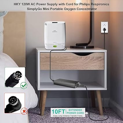 19V 4PIN AC Power Supply for Philips Respironics SimplyGo Mini Portable Oxygen Concentra