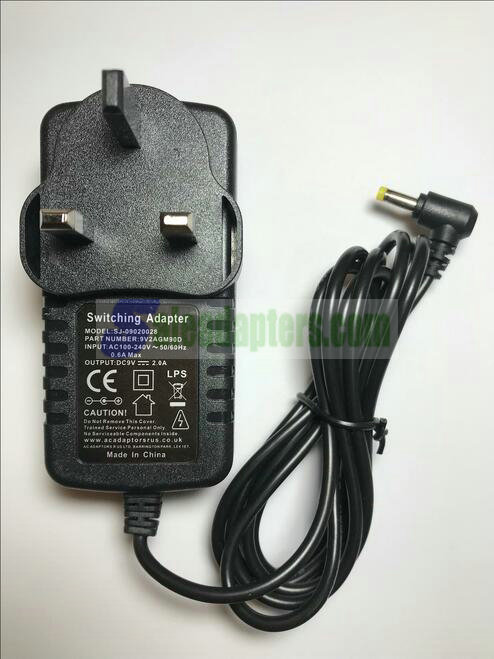 9V Mains AC-DC Switching Adapter for Bush TR2005Pink TR2005 DAB Digital Radio