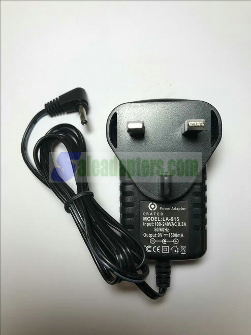 UK 9V 1.5A 1500mA AC-DC Switching Adaptor Power Supply LA-915 3.5mm x 1.3mm 90D