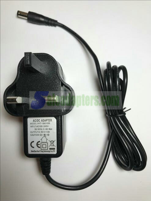 Genuine 9.0V 1.0A AC/DC Adapter model HYT-0901000 5.5mm x 2.1mm UK Plug