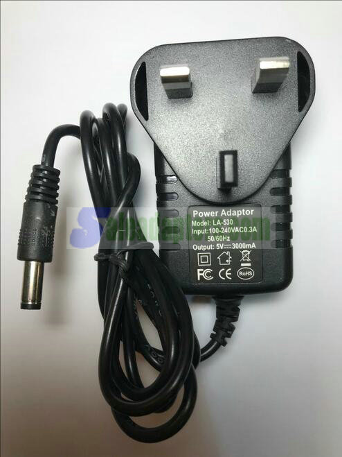 UK 5V 3A Mains AC-DC Switching Adaptor Power Supply Charger 5.5mm x 2.1m / 2.5mm - Click Image to Close