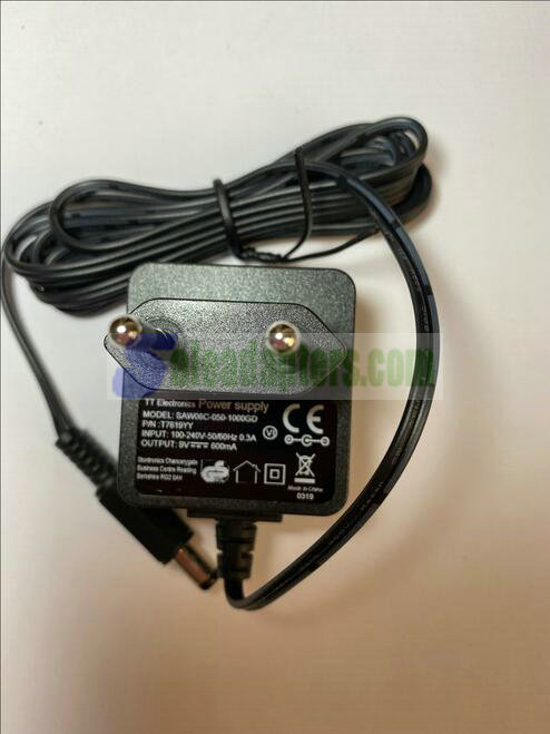 EU 9V 0.6A 600mA Power Supply AC-DC Adaptor SAW06C-050-1000GD T7619YY 2.1mm