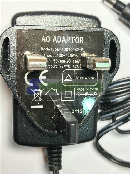 Genuine 7V 0.42A AC Adaptor 5E-AD070042-B UK Plug Power Supply Charger