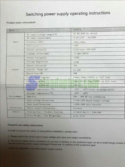 5V 10A 50W Mains AC-DC Switching Adaptor Power Supply Unit 100V-240V
