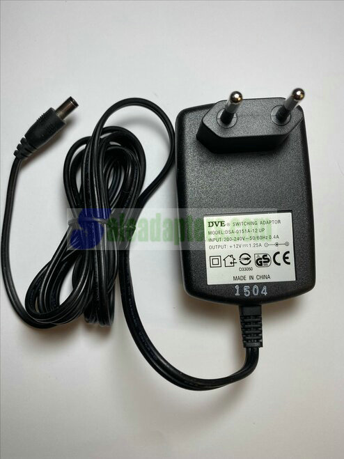 EU 12V 1.25A AC-DC Switching Adaptor Power Supply DSA-0151A-12 UP 5.5mm x 2.1mm - Click Image to Close