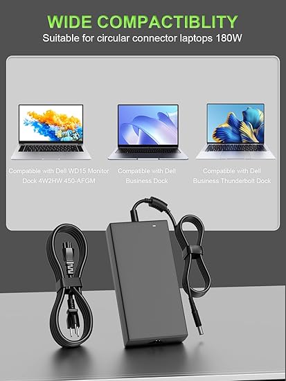 180W 130W Power Adapter Compatible with Dell Dock WD15 WD19 WD19S WD19TB WD22TB4 SD25 WD