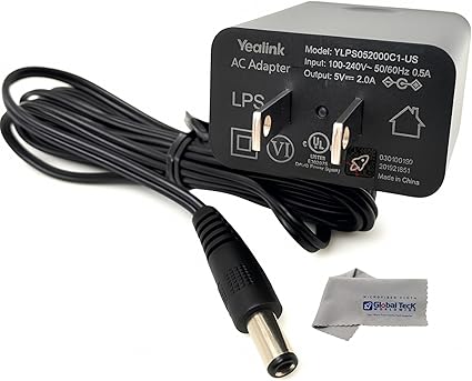 Yealink PS5V2000US Power Supply Adapter 5V 2A - Compatible with Yealink SIP Phones: T54W