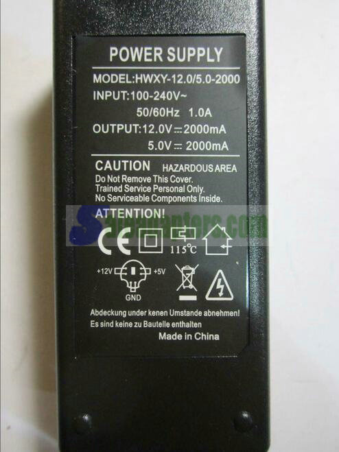 Replacement for 12V 2A 5V 2A Power Supply model BTS34W1205 for Hard Drive