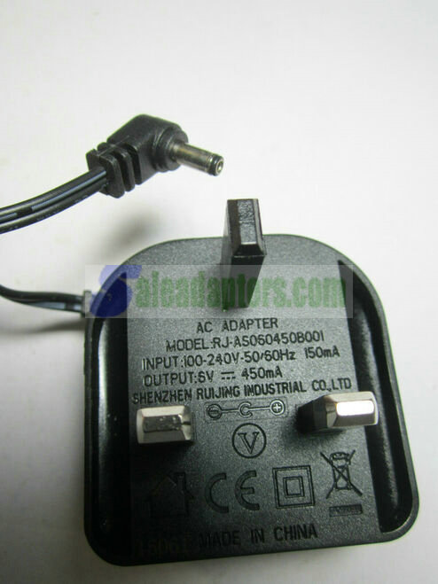 Genuine AC Adapter Model RJ-AS060450B001 6V 450mA Shenzhen Ruijing Industrial