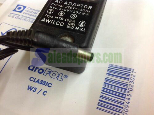 Genuine AWILCOAC ADAPTOR MTB 462A 6-9V 300mA Power Supply