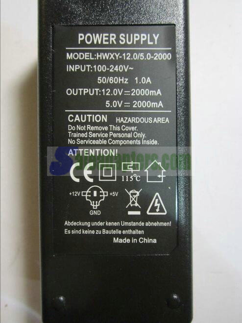 12V 2A 5V 2000mA 6P AC-DC Switching Power Supply for Storex Hard Drive