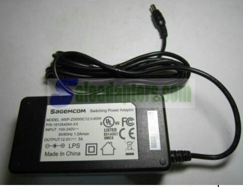 12.0V 5A SAGEMCOM Switching Switching Adapter Model:MSP-Z5000IC12.0-60W - Click Image to Close