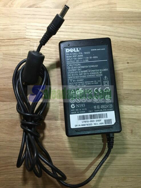 Genuine Dell Model APD-60BB 19V 3.16A Dell P/N 7832D