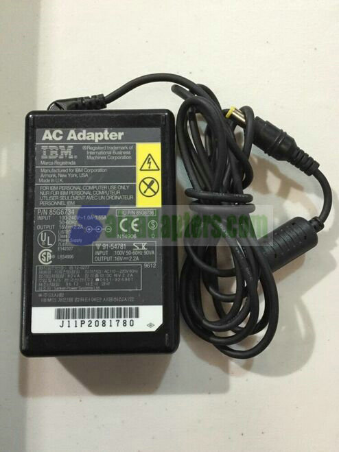 Genuine IBM AC Adapter P/N 85G6734 16V 2.2A - Click Image to Close