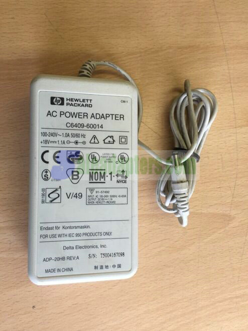 Genuine Original Hewlett Packard 18V 1.1A AC Power Adapter Model C6409-60014