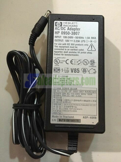 Genuine Hewlett Packard AC/DC Adapter HP 0950-3807 18V 2.23A