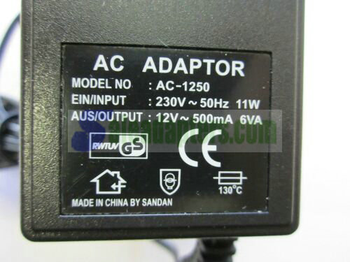 EU European 12V 500mA 6VA AC-AC Linear Adaptor Power Supply Model No AC-1250