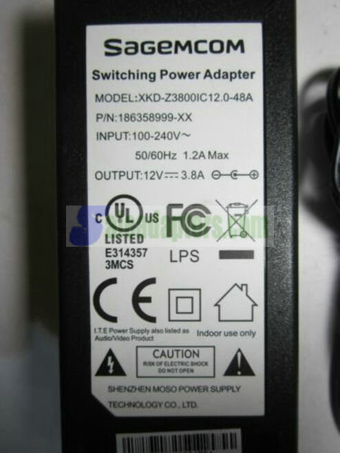 12V 3.8A Mains AC-DC Switching Adaptor Desktop Power Supply 2.5mmx0.8mm 2.5x0.8