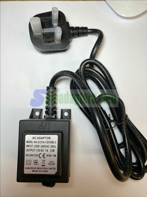 Outdoor Waterproof IP68 12V AC-AC 12VAC 1A 12W 2 Pin Hole Adaptor Power Supply