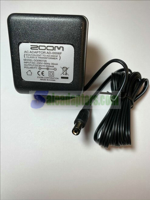 Replacement for 9V 300mA Zoom AC Adaptor AD-0006F GQ080728 AD-0003F TRANSFORMER