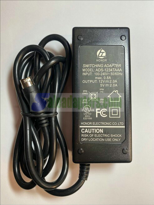 Replacement for Flypower 12V 2000mA 5V 2000mA Power Supply SPP34-12.0/5.0-2000