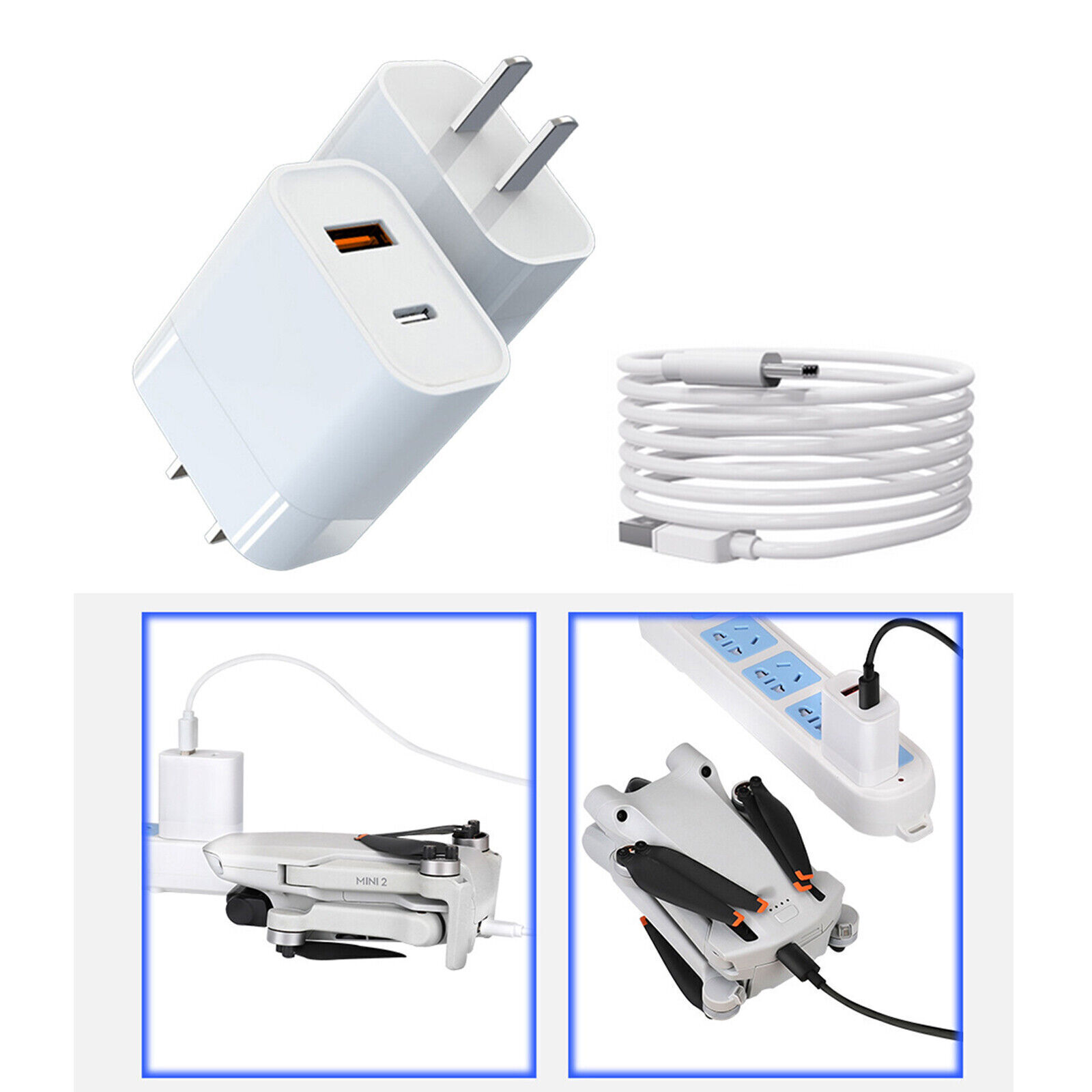 For DJI Mini 2/Min 3 Pro Accessories USB to Type-C Dual Port Fast Charger 30W Brand